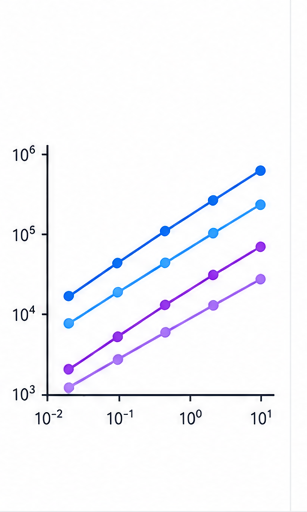 Four parallel calibration lines on logarithmic axes
