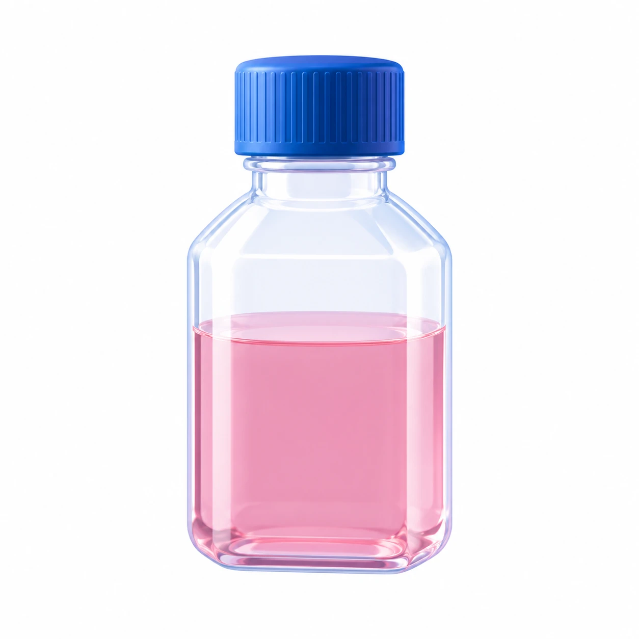 Capped bottle of pink reagent